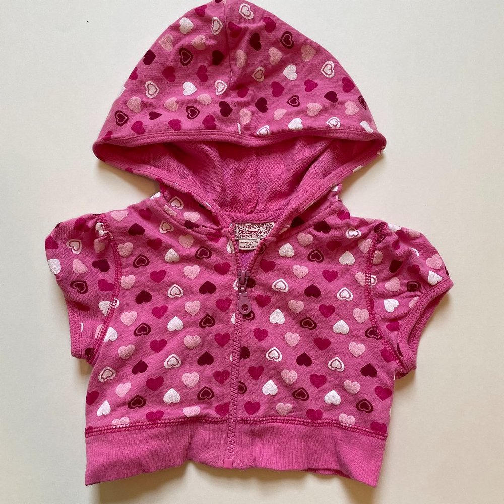 Knitworks Full Zip Hoodie with Pink Hearts Little Girls Size LG